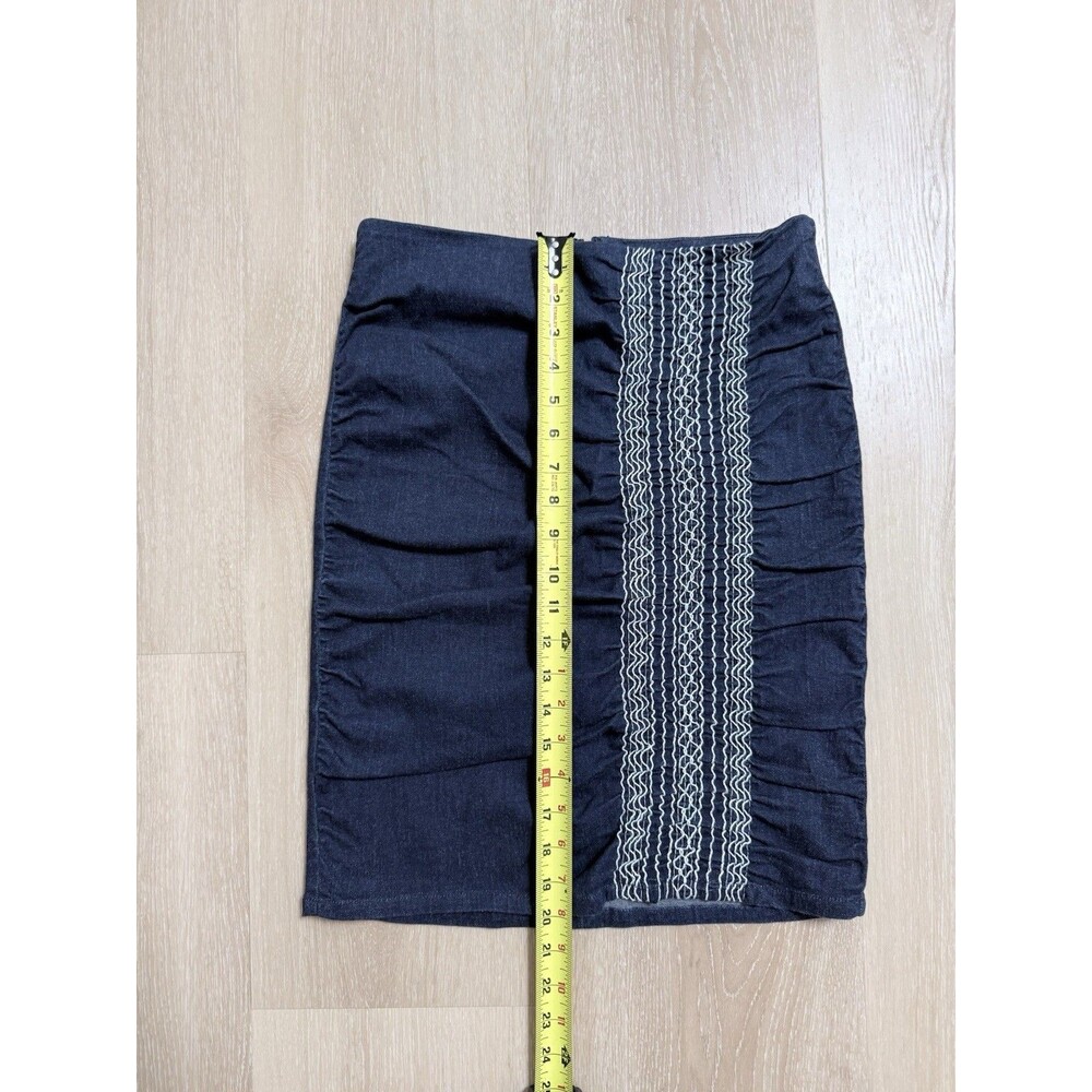 Archival Vivienne Tam Y2K Smocked Denim Skirt - Size 0 (Fits S 2) Vintage - Picture 7 of 11